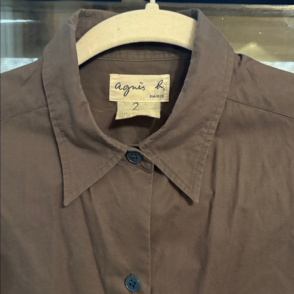 Agnes B Grey Classic Button Down Shirt
